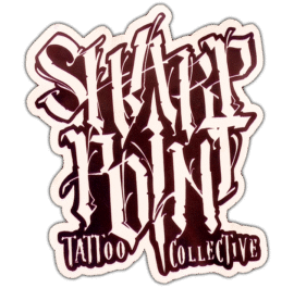 Sharp point tattoo sticker spotted in Prešov in 2026
