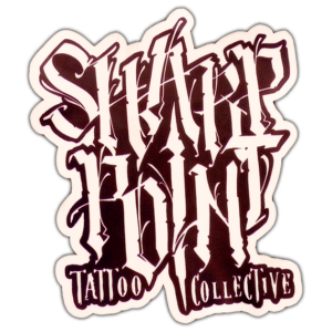 Sharp point tattoo sticker spotted in Prešov in 2026