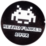 Retro Flakes wanted street sticker.