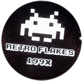 Retro Flakes wanted street sticker.