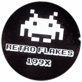 Retro Flakes wanted street sticker.
