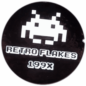 Retro Flakes wanted street sticker.