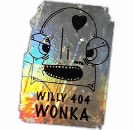 Willy 404 Wonka wanted street sticker