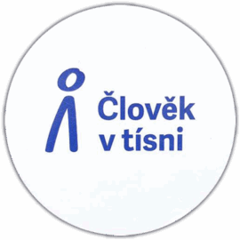 Člověk v tísni wanted street sticker