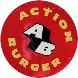 Action Burger wanted street sticker