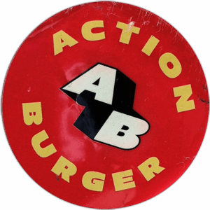 Action Burger wanted street sticker
