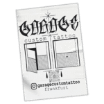 Garage custom tattoo wanted street sticker spotted on Mallorca in 2025.