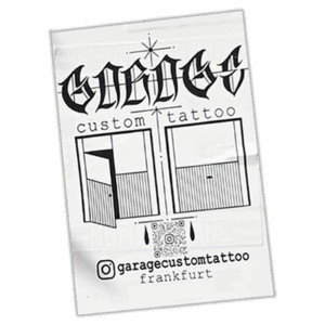 Garage custom tattoo wanted street sticker spotted on Mallorca in 2025.