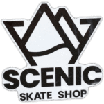 Scenic Skate shop wanted street sticker spotted in Prague in 2025