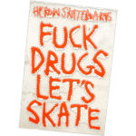 Heroin Skateboards wanted sticker spotted in Fukuoka in 2025.