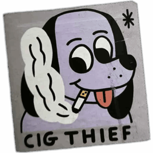 Cig Thief wanted street sticker spotted in London in 2025