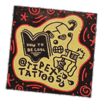 Tipex Tattoos wanted sticker spotted in Prague in 2025