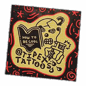 Tipex Tattoos wanted sticker spotted in Prague in 2025