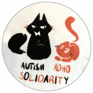 Autism ADHD Solidarity wanted sticker spotted in Tartu in 2024