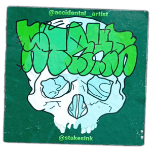 Accidental artist Stakesink sticker spotted in Edinburgh in 2025