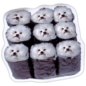 Sushi dogs wanted sticker spotted in Prešov in 2025