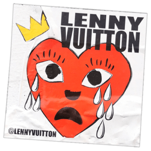 Lenny Vuitton wanted sticker spotted in Bangkok in 2025