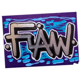 FLAW wanted sticker spotted in Prešov in 2025