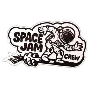 Space Jam Crew wanted sticker spotted in Prague in 2025