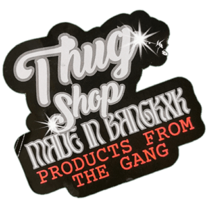 Thug Shop wanted sticker spotted in Bangkok in 2025