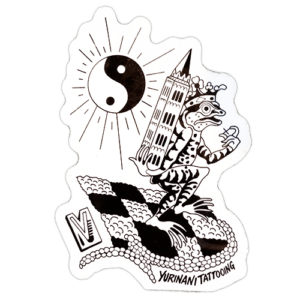 Yurinani Tattooing wanted sticker spotted in Prague in 2025