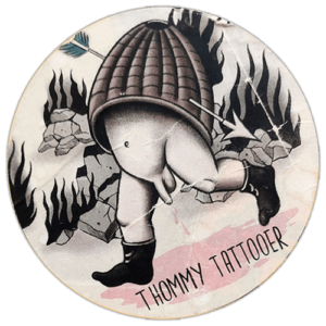 Thommy Tattooer wanted sticker spotted in Bangkok on 2025