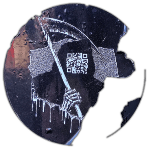 Jad punk wanted sticker spotted in Košice in 2023