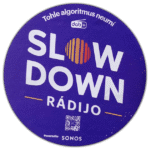 SlowDown Rádijo wanted sticker spotted in Prague in 2026