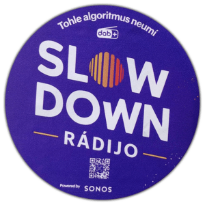 SlowDown Rádijo wanted sticker spotted in Prague in 2026