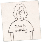 John is Watching sticker spotted in Prague in 2026