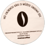 Mamacoffee sticker spotted in Prague in 2026