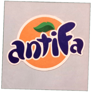 antifa sticker spotted in Prague in 2026