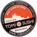 Tomi Sushi sticker spotted in Prague in 2026