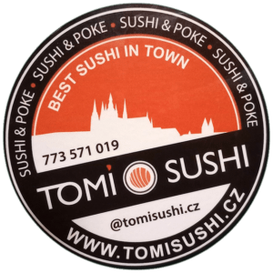 Tomi Sushi sticker spotted in Prague in 2026