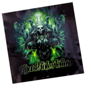 Dark tales tellers sticker spotted in Prešov in 2026