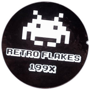 Retro Flakes wanted street sticker.