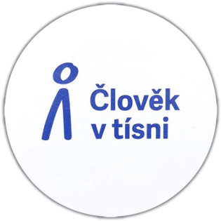 Člověk v tísni wanted street sticker