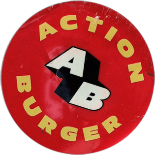 Action Burger wanted street sticker