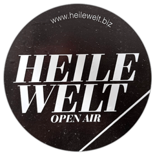 Heile Welt wanted street sticker spotted on Mallorca in 2025.