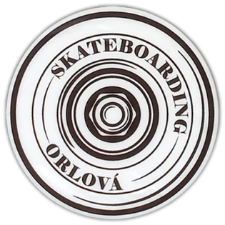 Skateboarding Orlová wanted sticker spotted in Prague in 2025