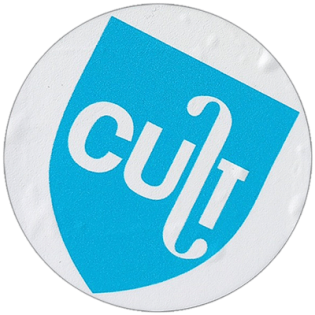 "Cult" wanted street sticker spotted in Prague in 2025