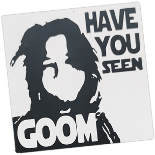 Goom wanted street sticker spotted in Bangkok in 2025.