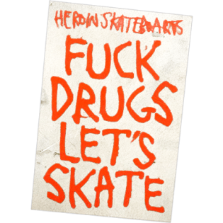 Heroin Skateboards wanted sticker spotted in Fukuoka in 2025.