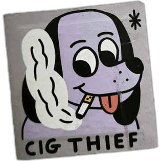 Cig Thief wanted street sticker spotted in London in 2025