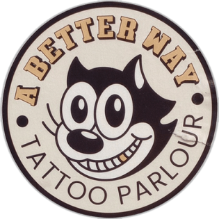 A Better Way Tattoo Parlour wanted sticker spotted in Prague in 2025