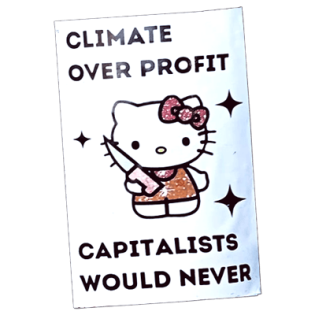 Climate over Profit wanted sticker spotted in Edinburgh in 2025
