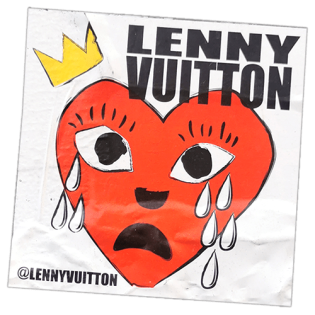 Lenny Vuitton wanted sticker spotted in Bangkok in 2025