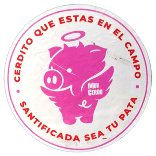 Muy Cerdo wanted sticker spotted in Bangkok in 2025