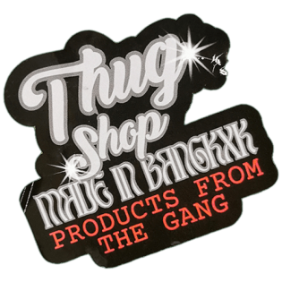 Thug Shop wanted sticker spotted in Bangkok in 2025