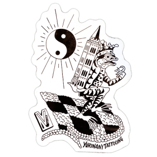 Yurinani Tattooing wanted sticker spotted in Prague in 2025